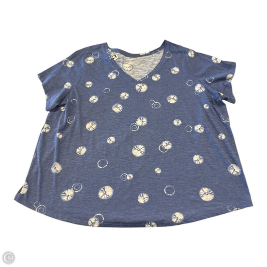 Top Short Sleeve By Sonoma In Blue & White, Size: 3X