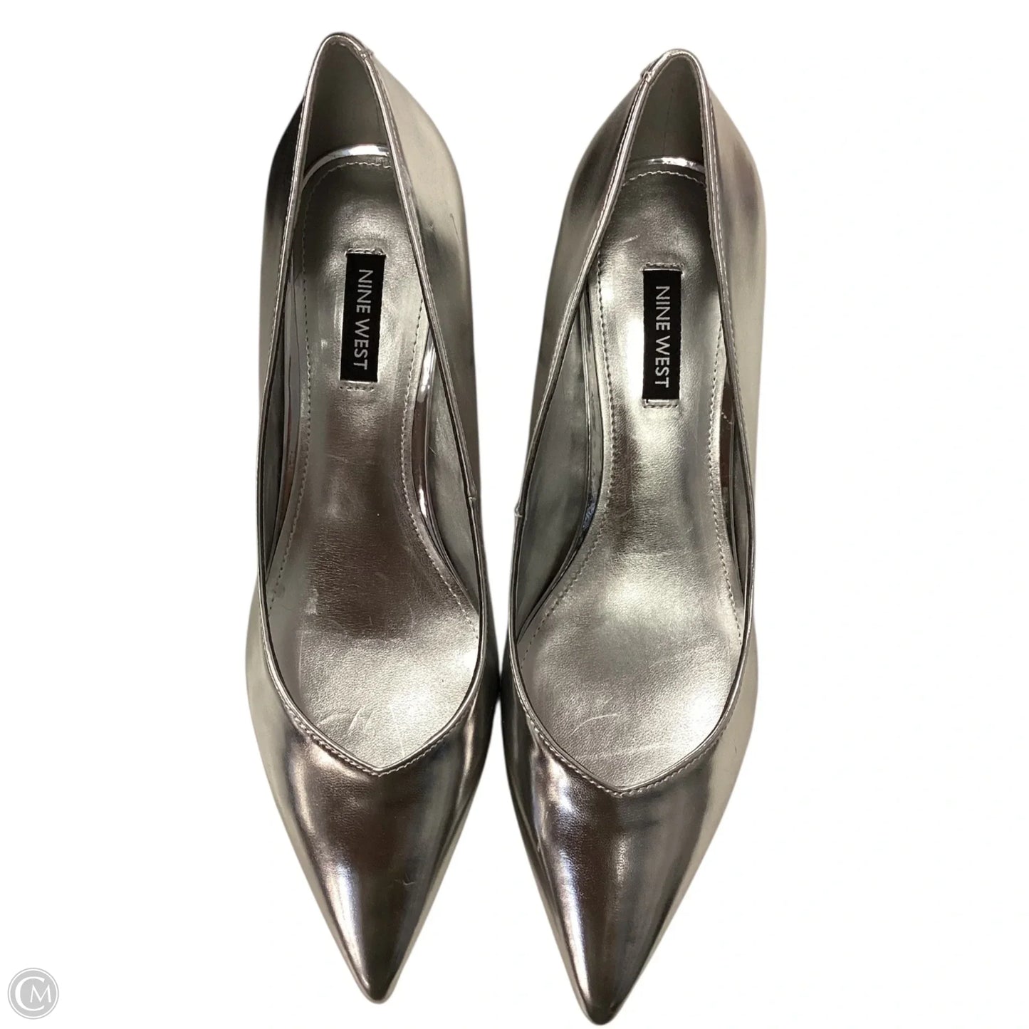 Shoes Heels Block By Nine West In Silver, Size: 9