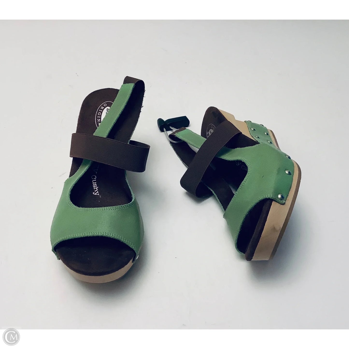 Sandals Heels Wedge By Dr Scholls In Brown & Green, Size: 7