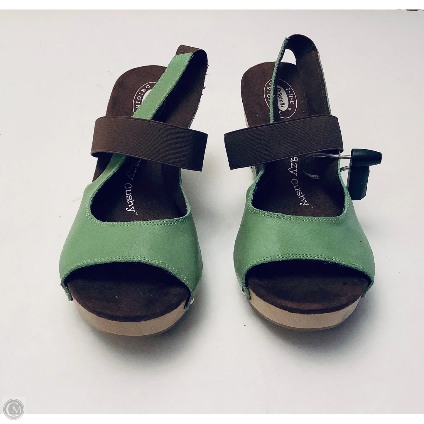 Sandals Heels Wedge By Dr Scholls In Brown & Green, Size: 7