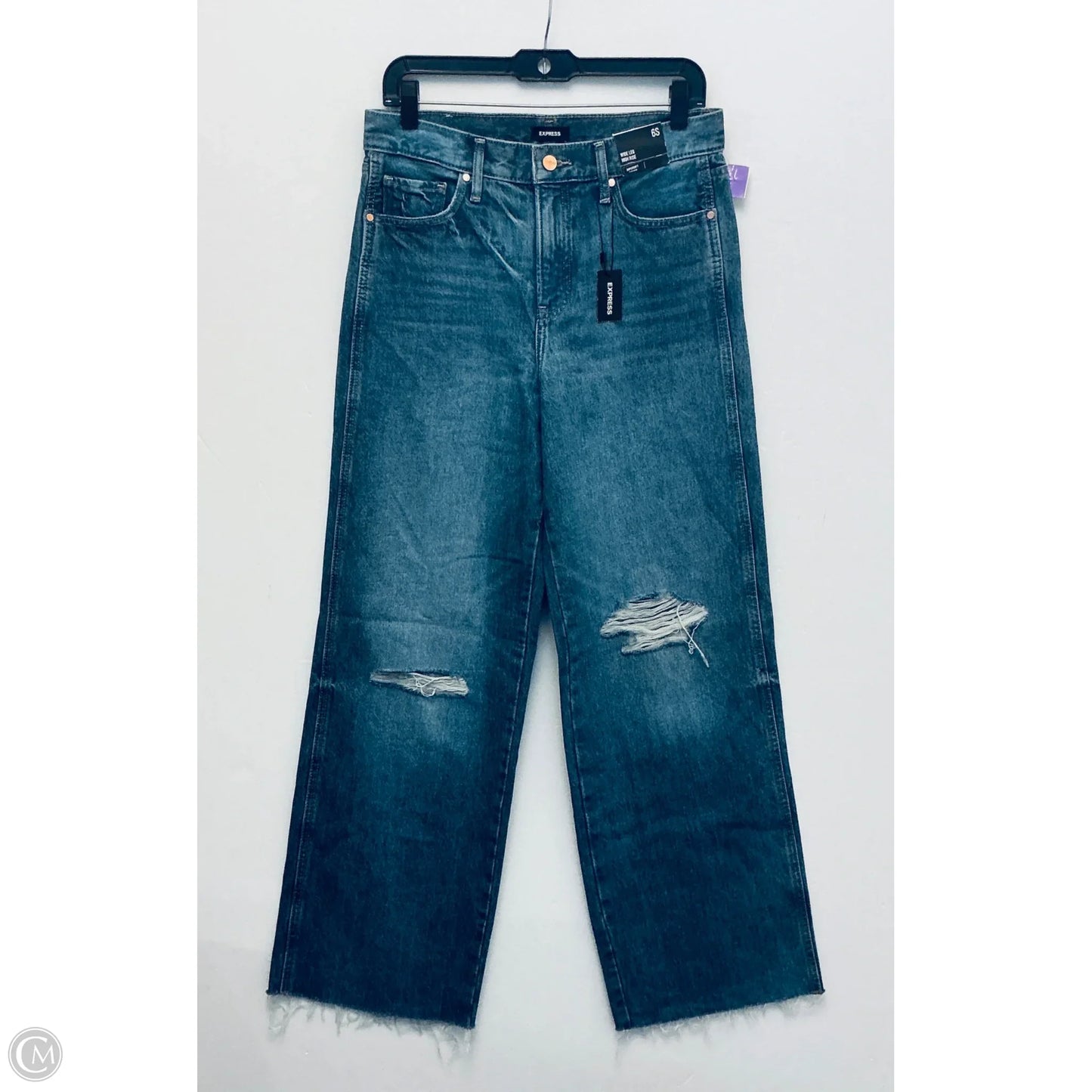 Jeans Wide Leg By Express In Blue Denim, Size: 6