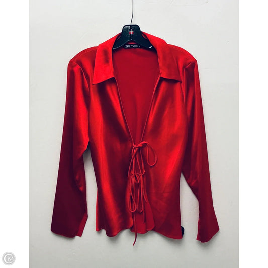 Top Long Sleeve Basic By Zara In Red, Size: Xl