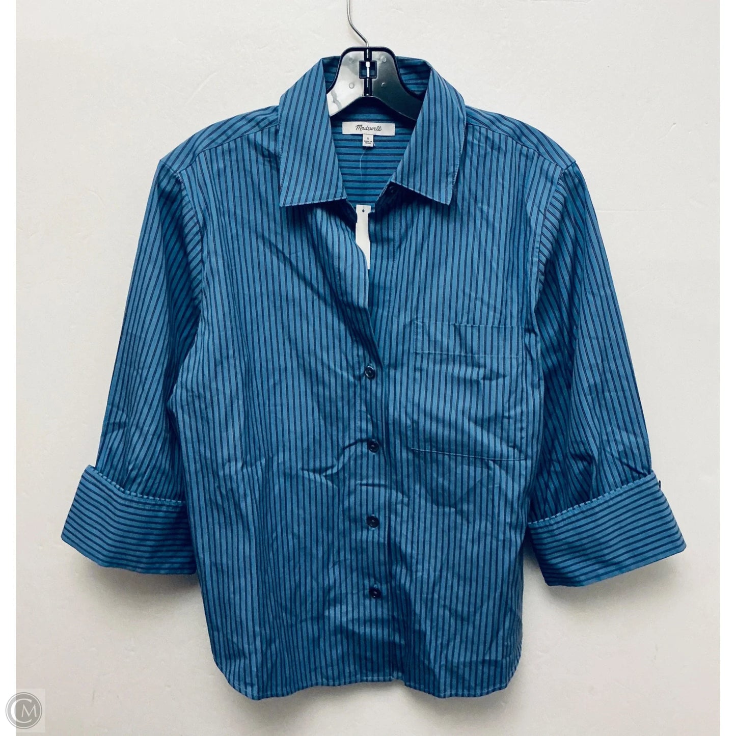 Top Long Sleeve By Madewell In Blue, Size: S