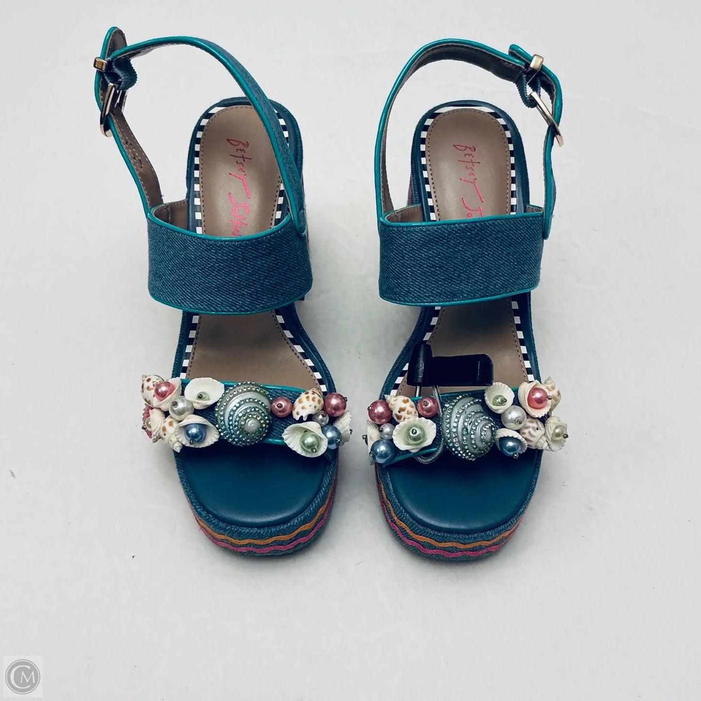 Sandals Heels Platform By Betsey Johnson In Blue, Size: 7.5