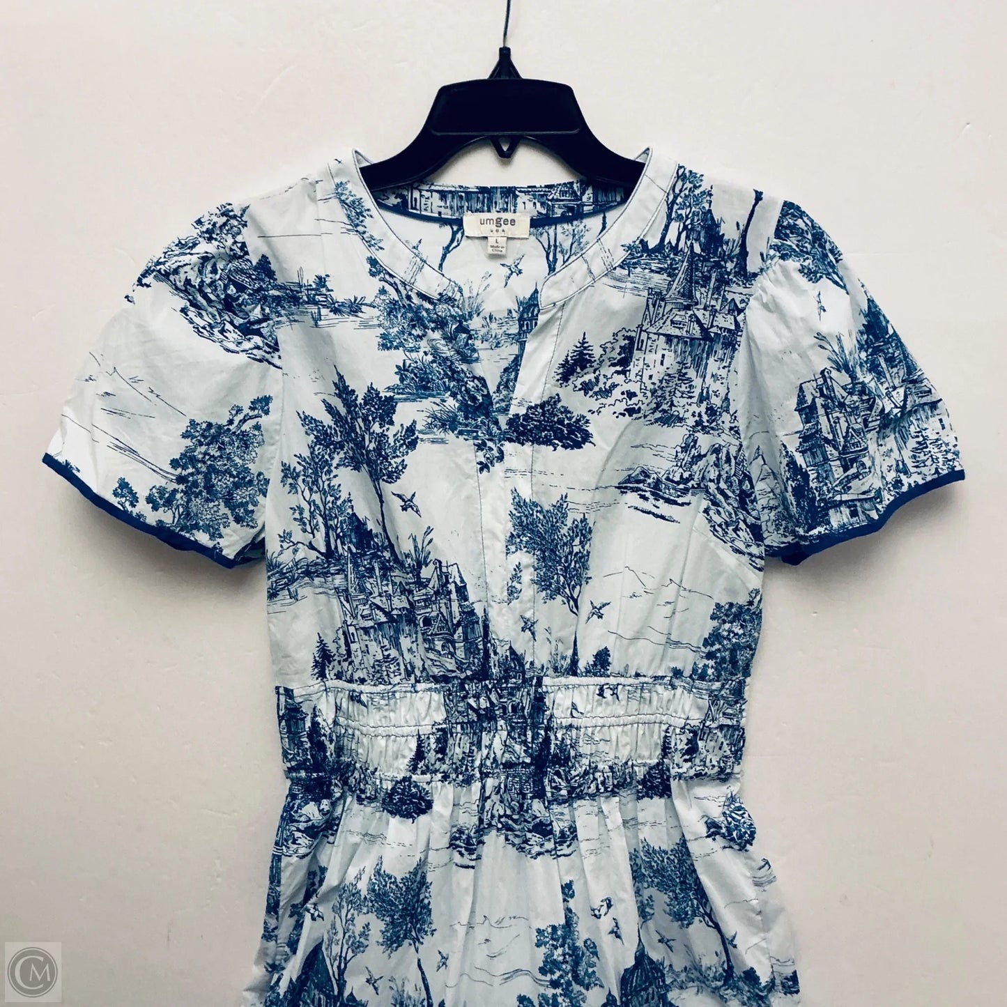 Dress Casual Maxi By Umgee In Blue & White, Size: L