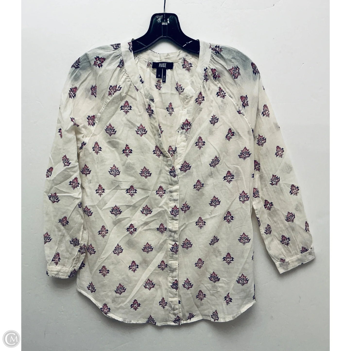 Top Long Sleeve By Paige In White, Size: S