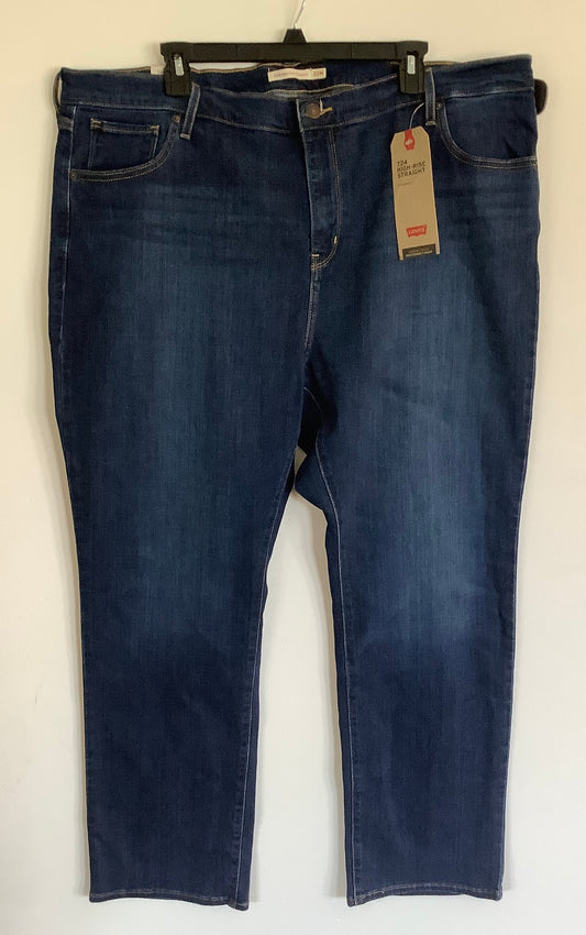 Jeans Straight By Levis In Blue Denim, Size: 22