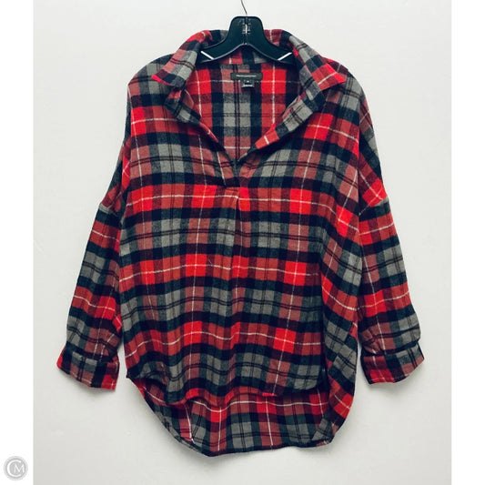Top Long Sleeve By French Connection In Plaid Pattern, Size: M