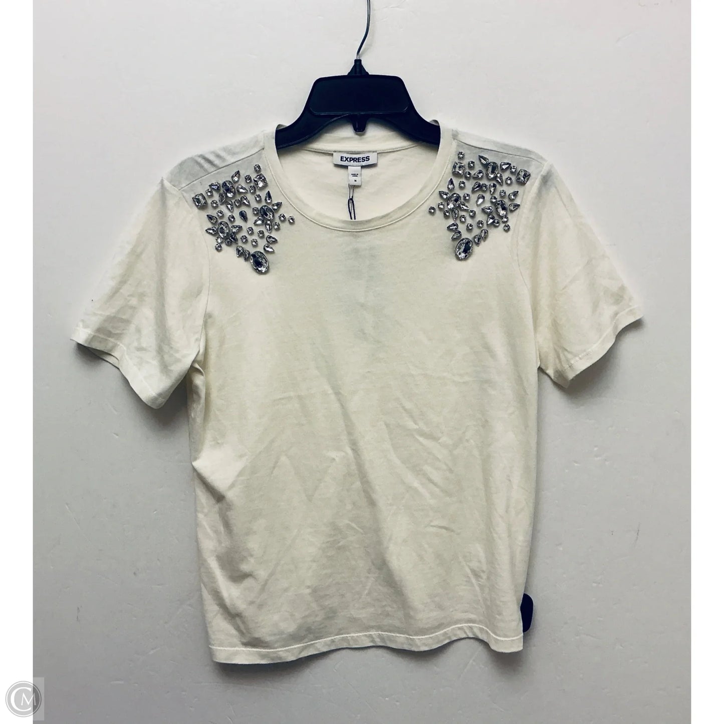 Top Short Sleeve By Express In White, Size: M