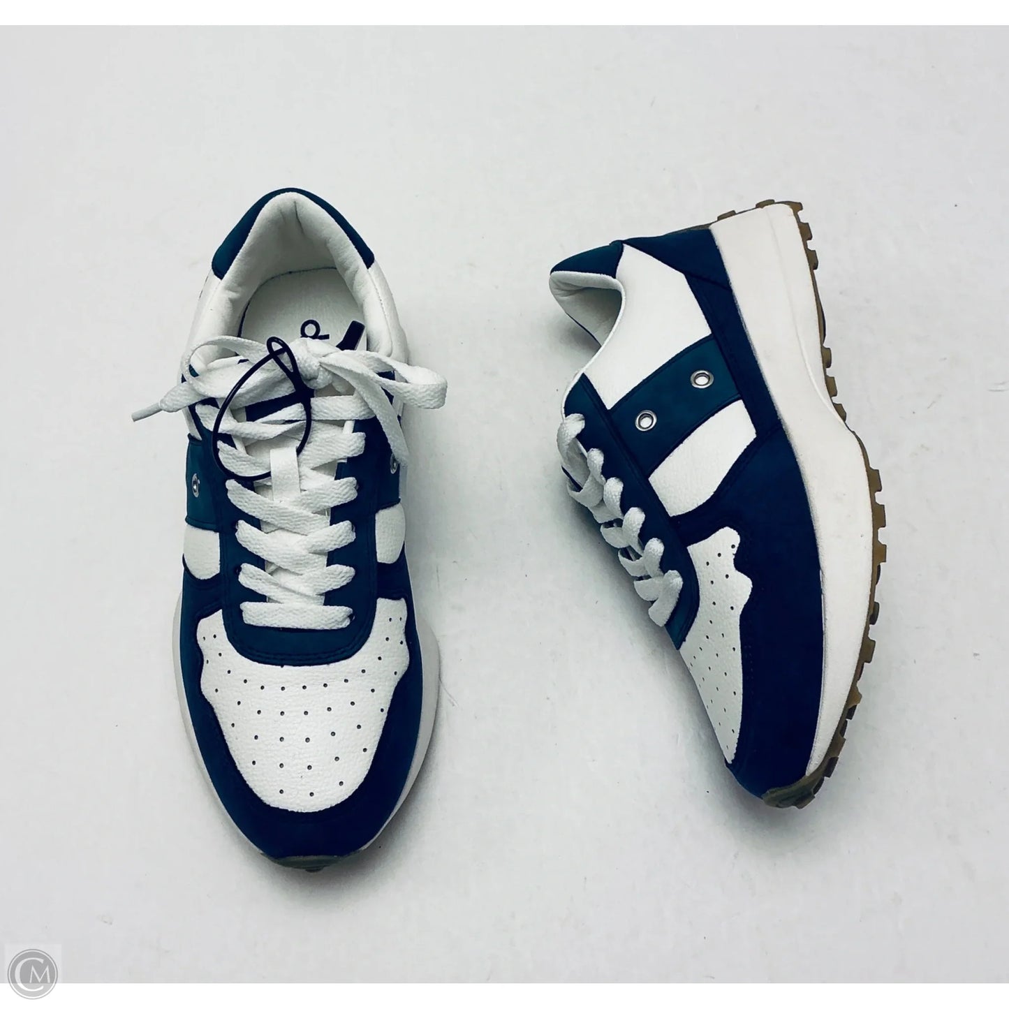 Shoes Sneakers By Diba In Blue & White, Size: 7.5