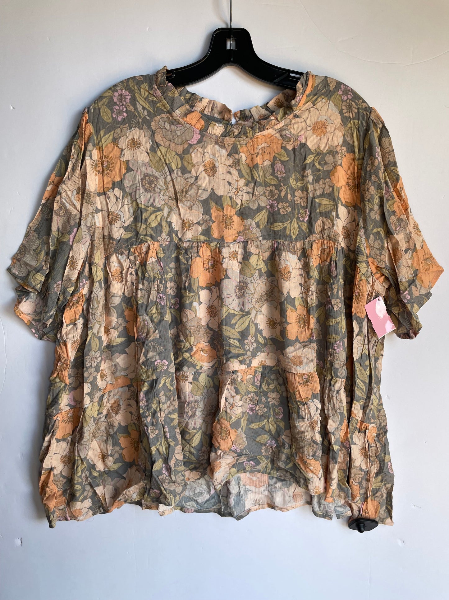 Floral Print Top Short Sleeve Cmc, Size 2x