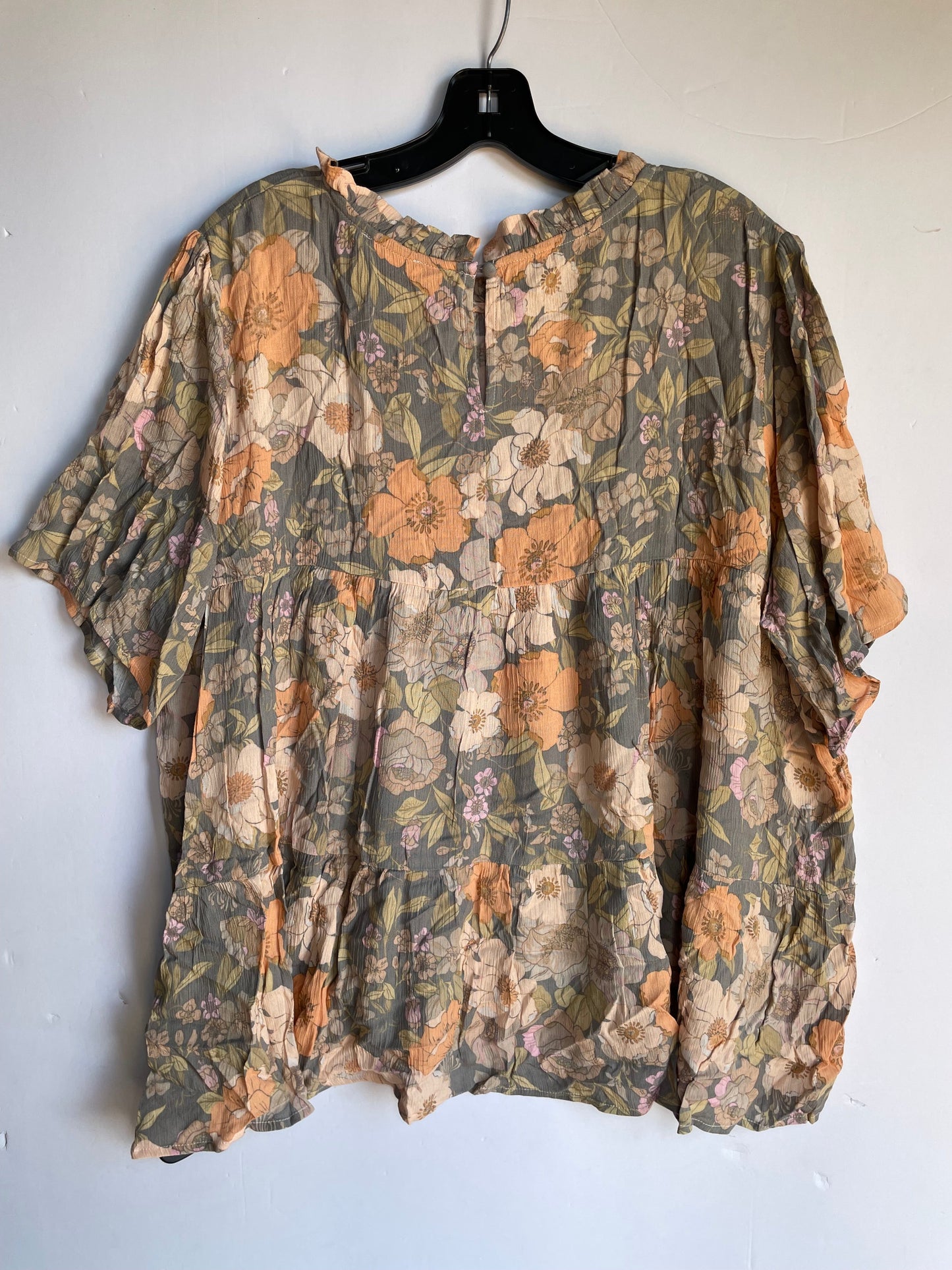 Floral Print Top Short Sleeve Cmc, Size 2x