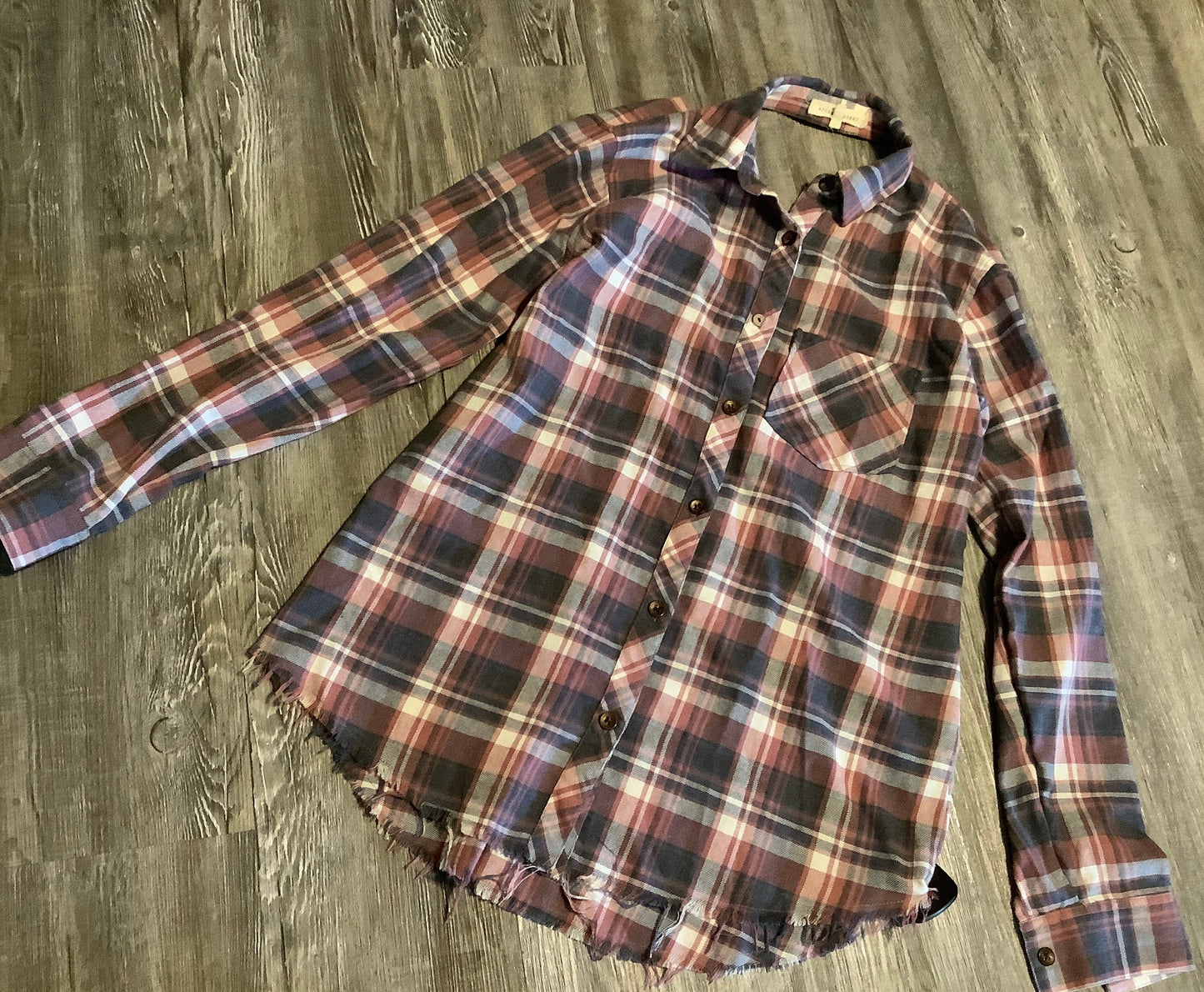 Top Long Sleeve By Cmc In Plaid Pattern, Size: S