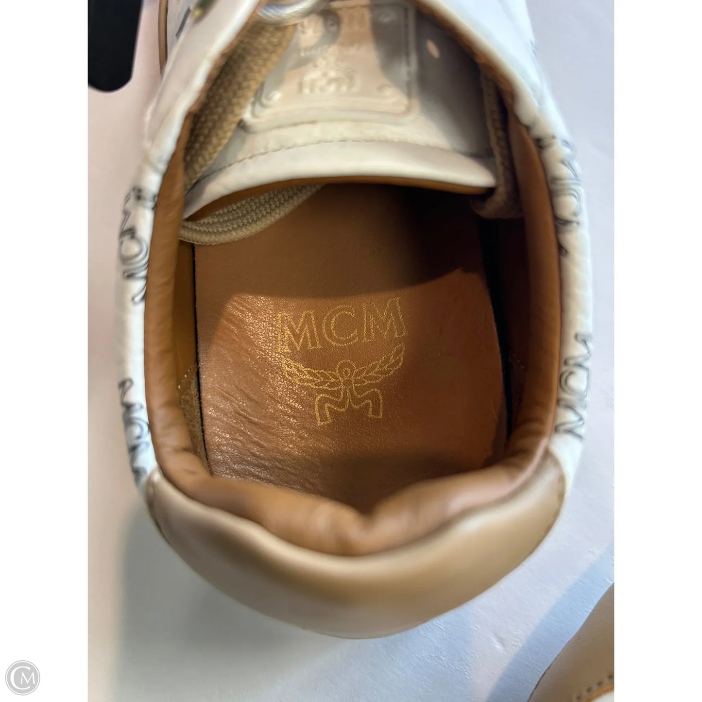 Shoes Luxury Designer By Mcm In White, Size: 5