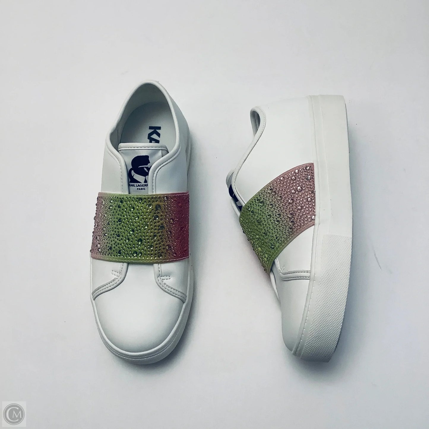 Shoes Designer By Karl Lagerfeld In White, Size: 7.5