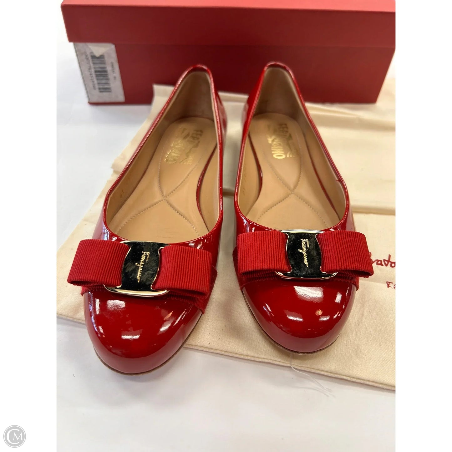 Shoes Luxury Designer By Ferragamo In Red, Size: 6.5