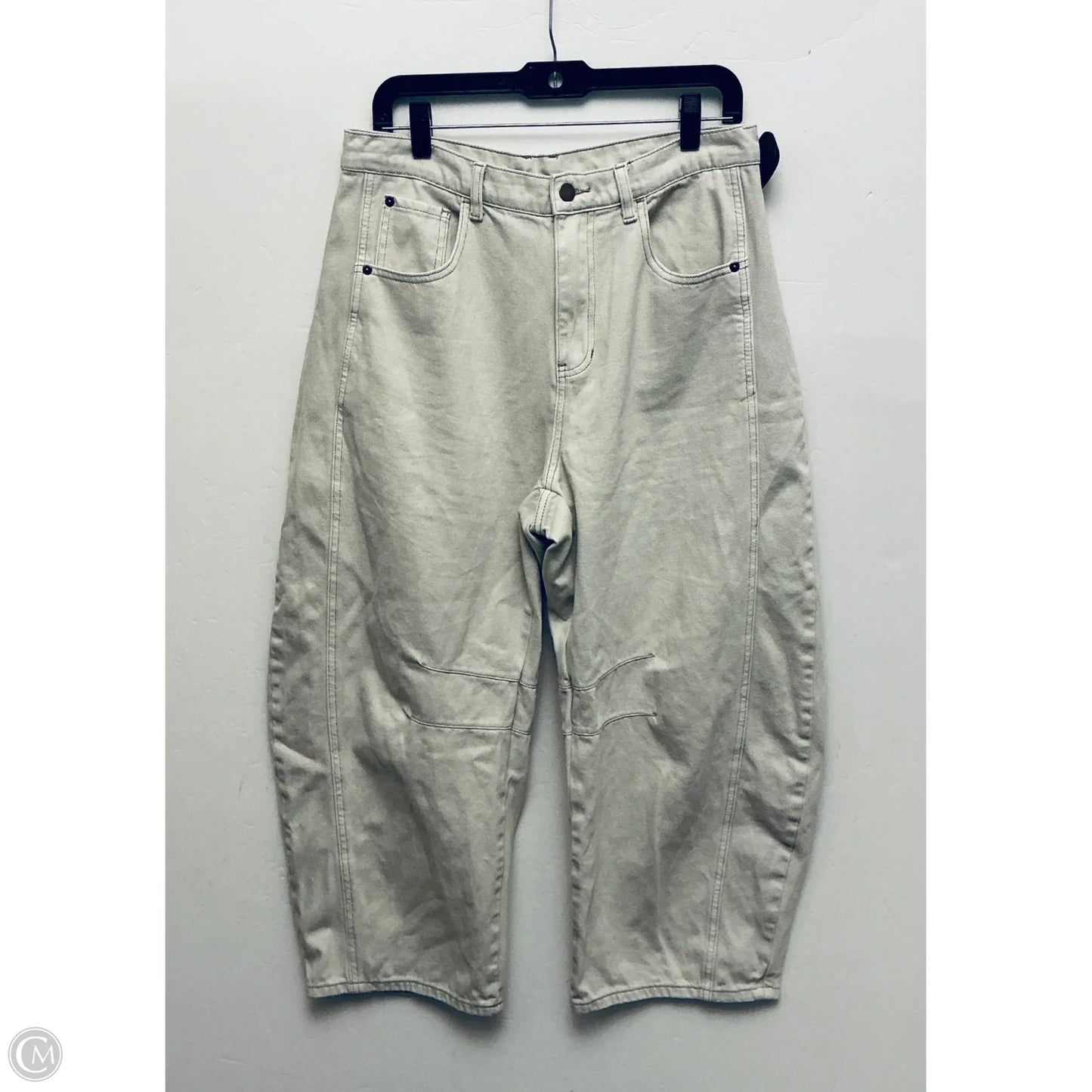 Jeans Wide Leg By Miou Muse In Cream Denim, Size: 12