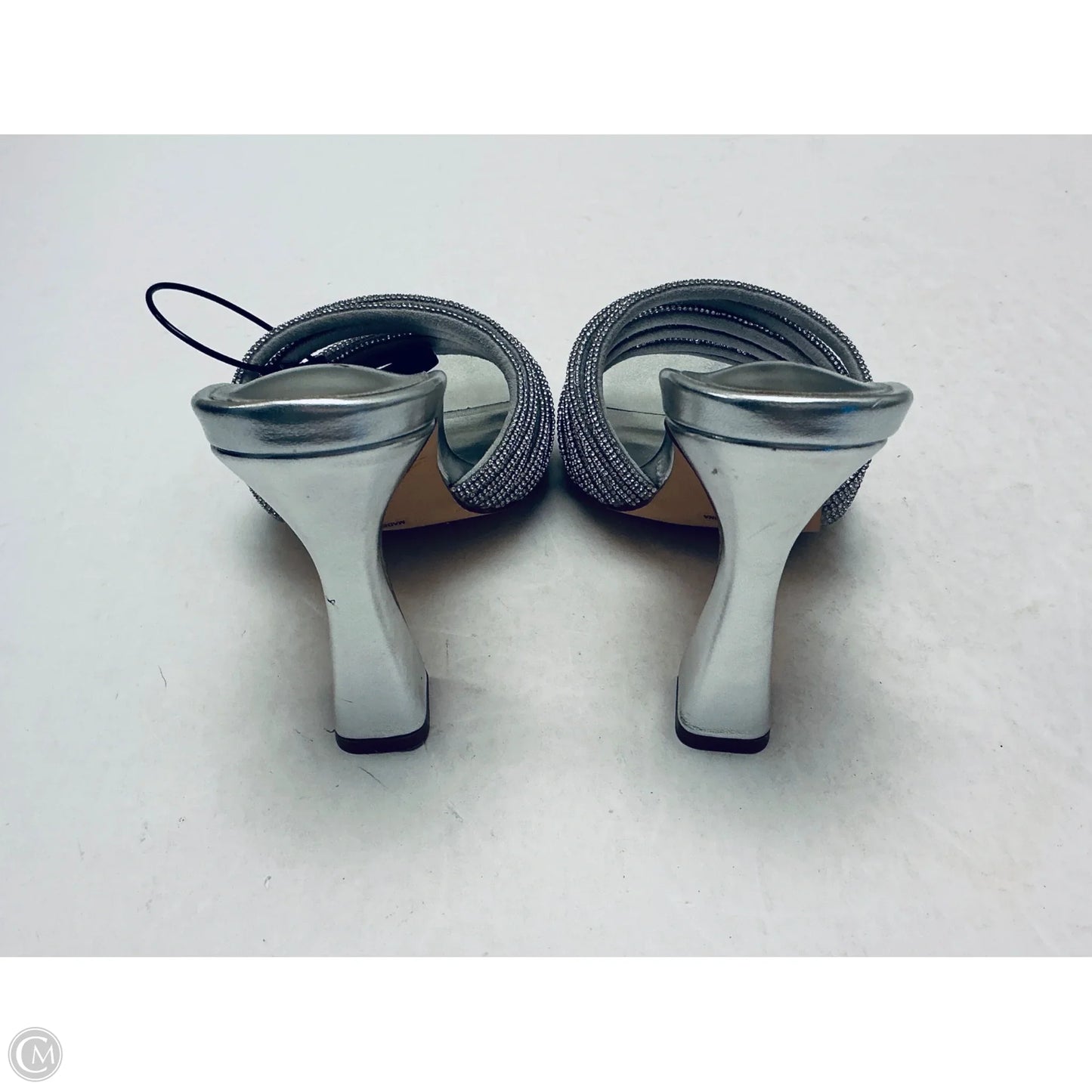 Sandals Heels Block By Anne Michelle In Silver, Size: 6