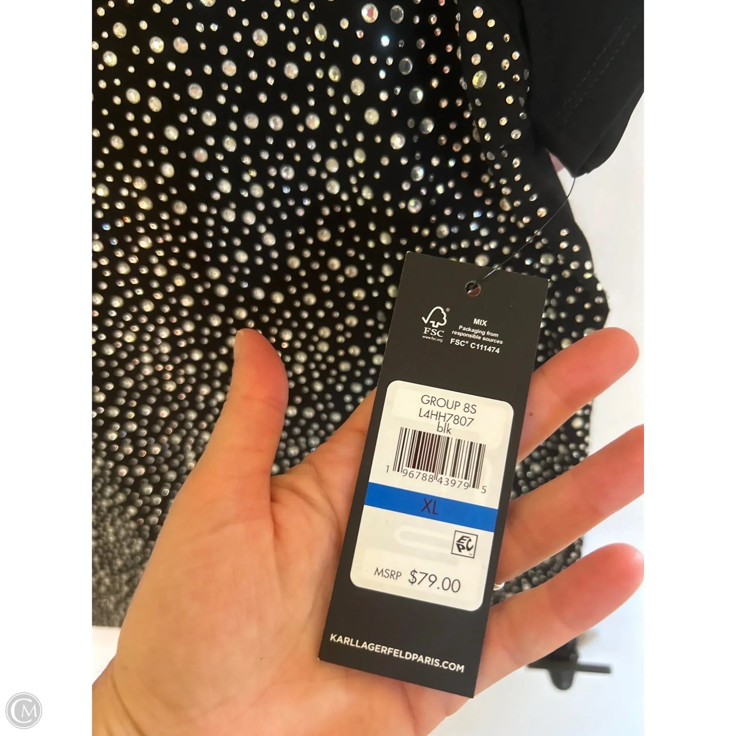 Top Short Sleeve Designer By Karl Lagerfeld In Black, Size: Xl