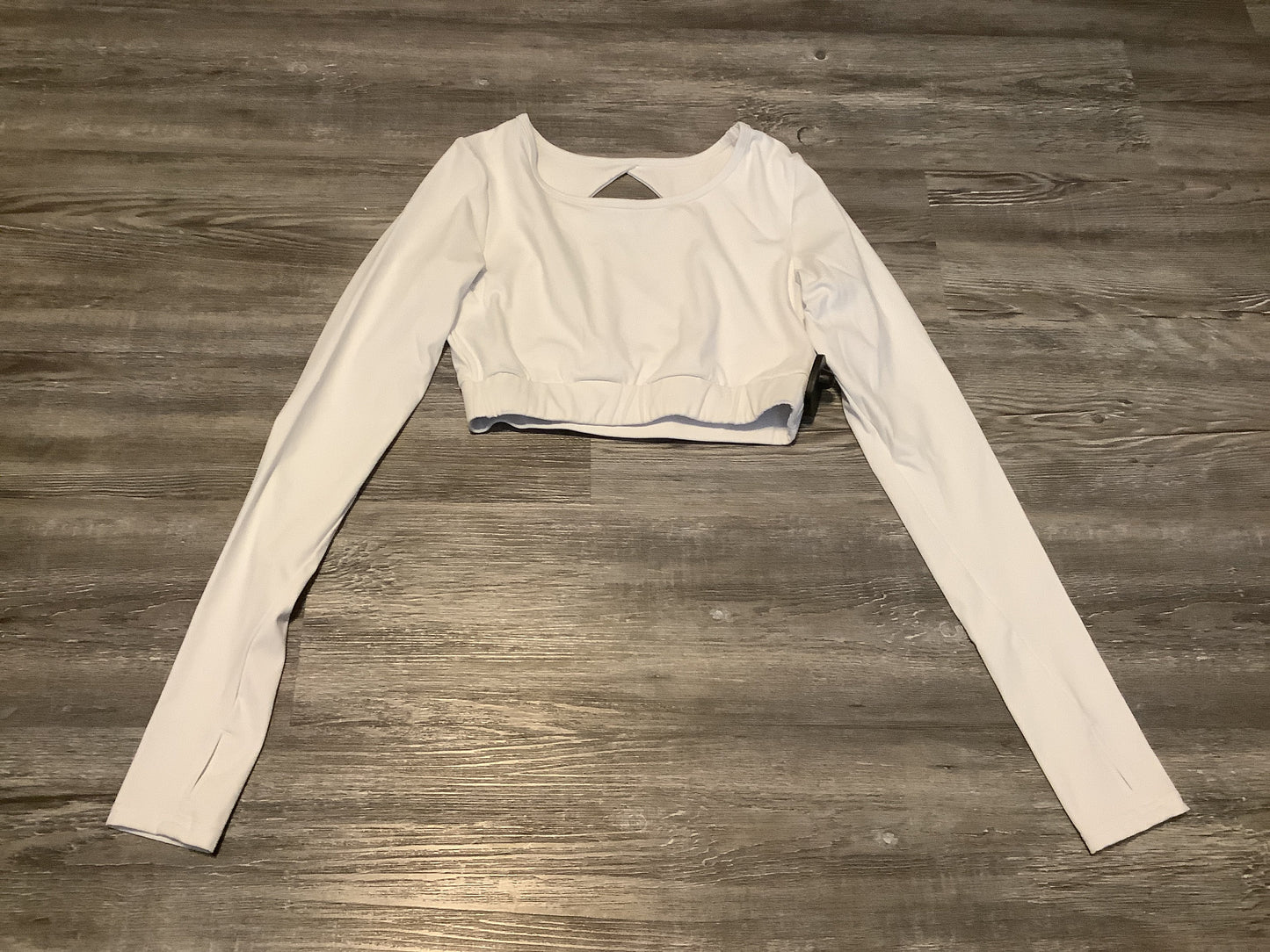 White Athletic Top Long Sleeve Crewneck Clothes Mentor, Size Xs