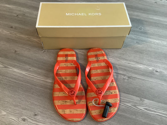 Orange & Tan Sandals Flip Flops Michael By Michael Kors, Size 9