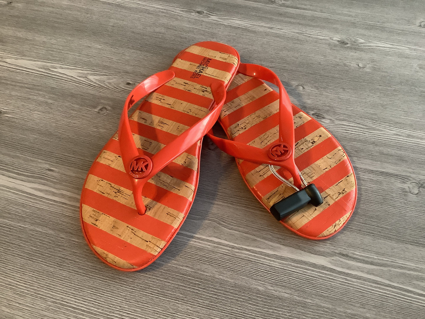 Orange & Tan Sandals Flip Flops Michael By Michael Kors, Size 9