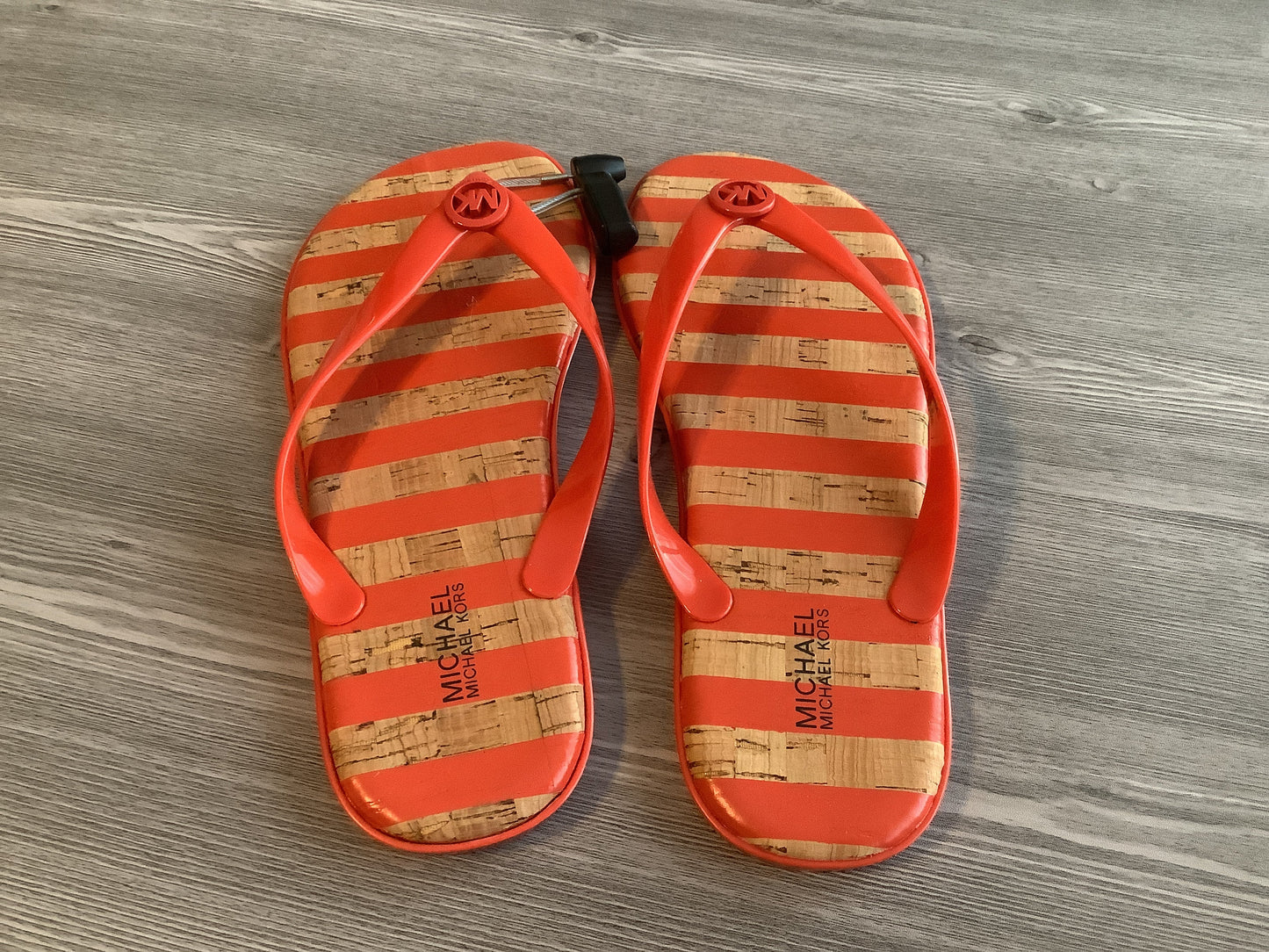 Orange & Tan Sandals Flip Flops Michael By Michael Kors, Size 9