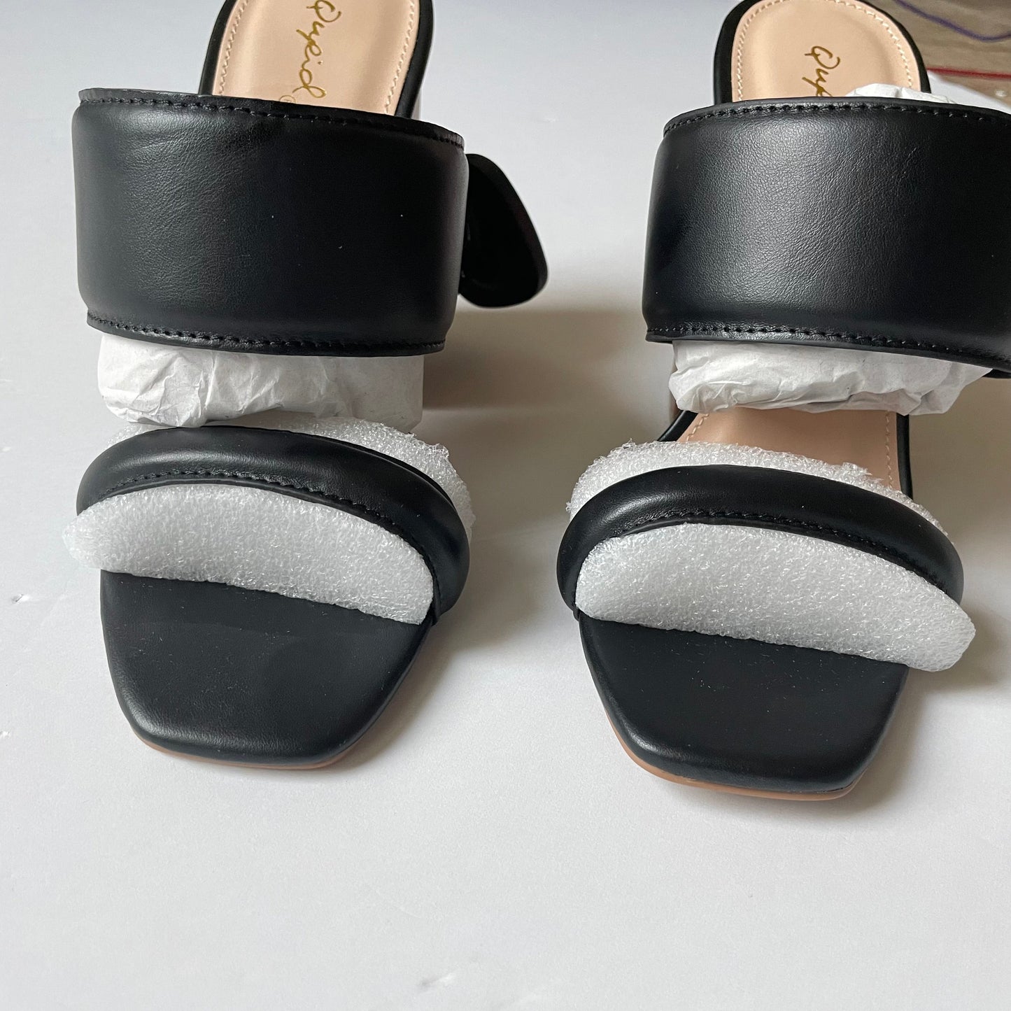 Black Shoes Heels Block Qupid, Size 9