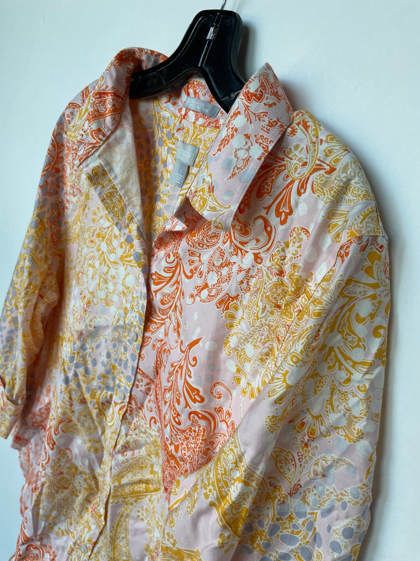 Top Long Sleeve By Chicos In Orange & Pink, Size: Xl