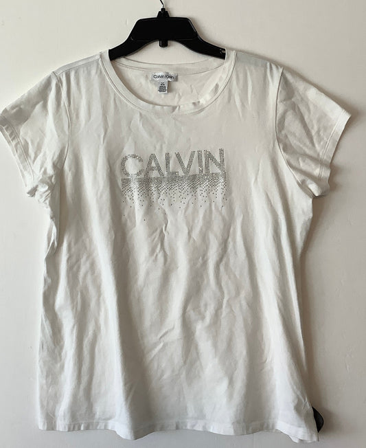 Top Short Sleeve Basic By Calvin Klein In White, Size: L