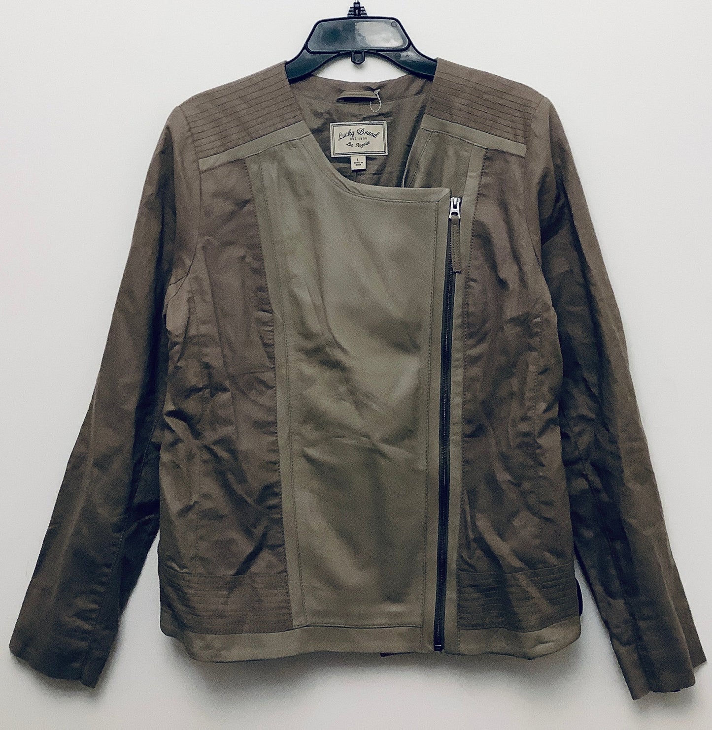 Jacket Moto By Lucky Brand In Tan, Size: L