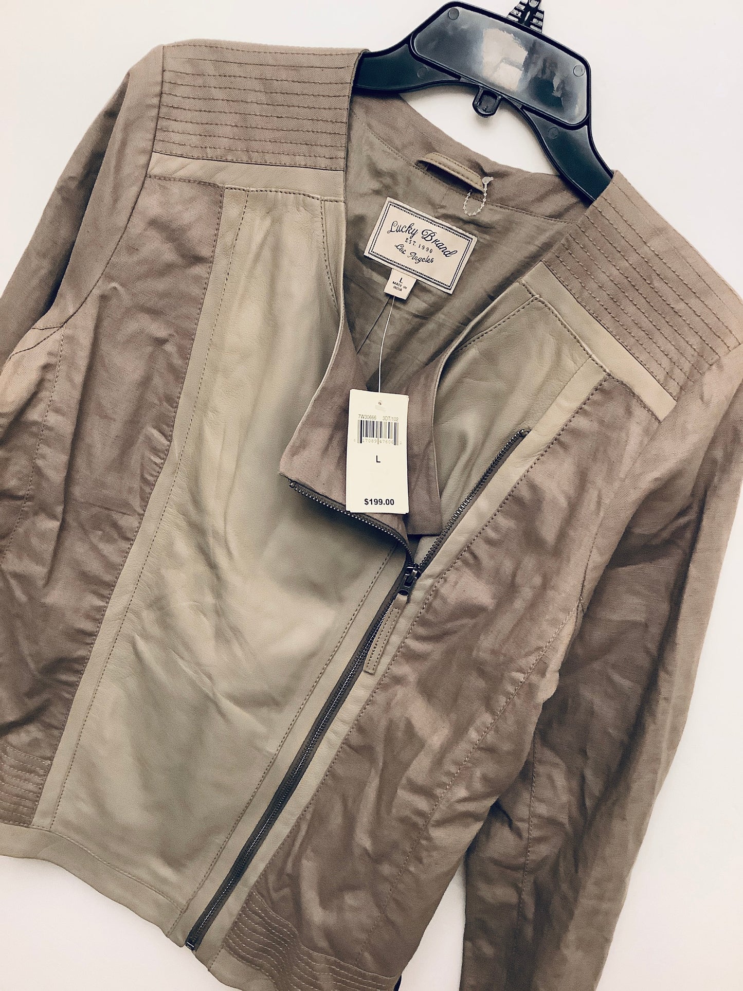 Jacket Moto By Lucky Brand In Tan, Size: L