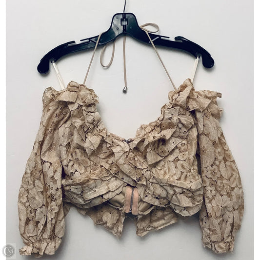 Top Long Sleeve By Cmc In Tan, Size: L