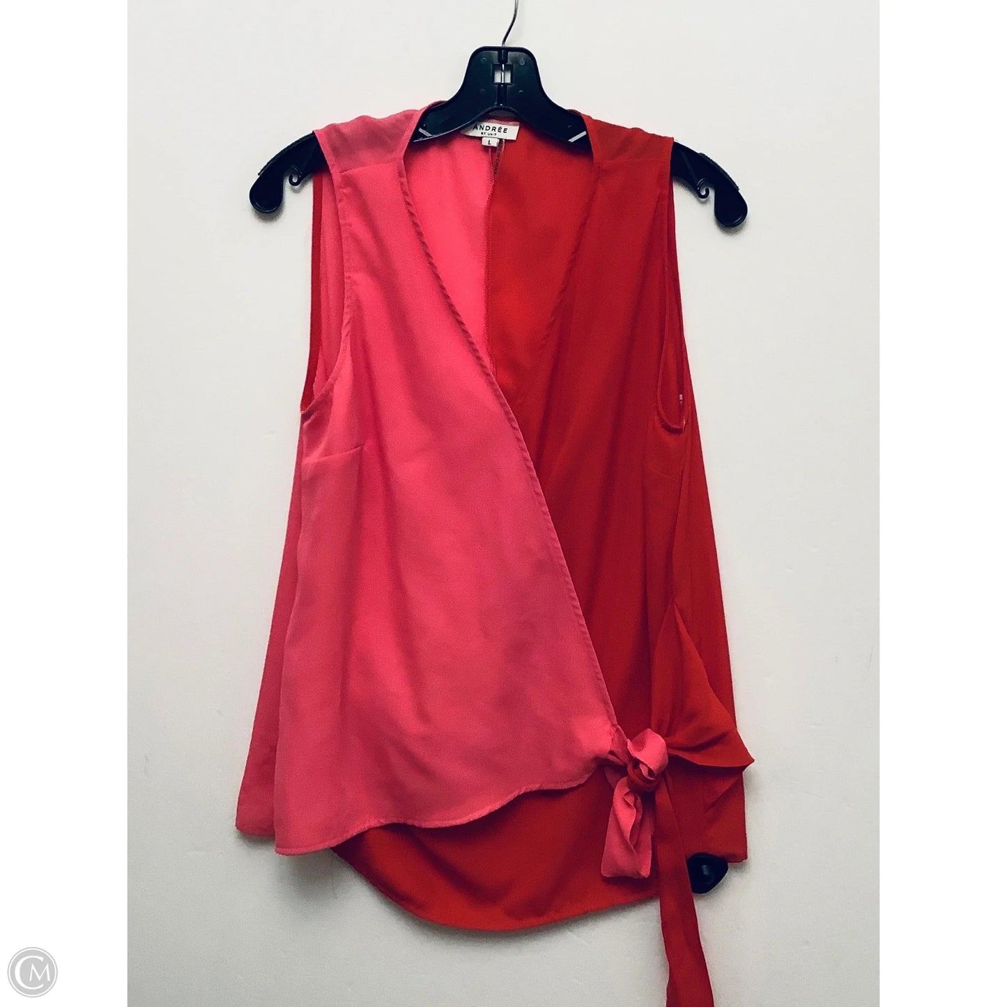 Top Sleeveless By Andree By Unit In Pink & Red, Size: L