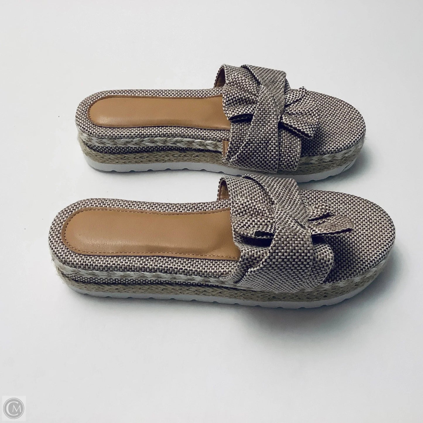 Sandals Heels Platform By Cmb In Beige, Size: 8.5