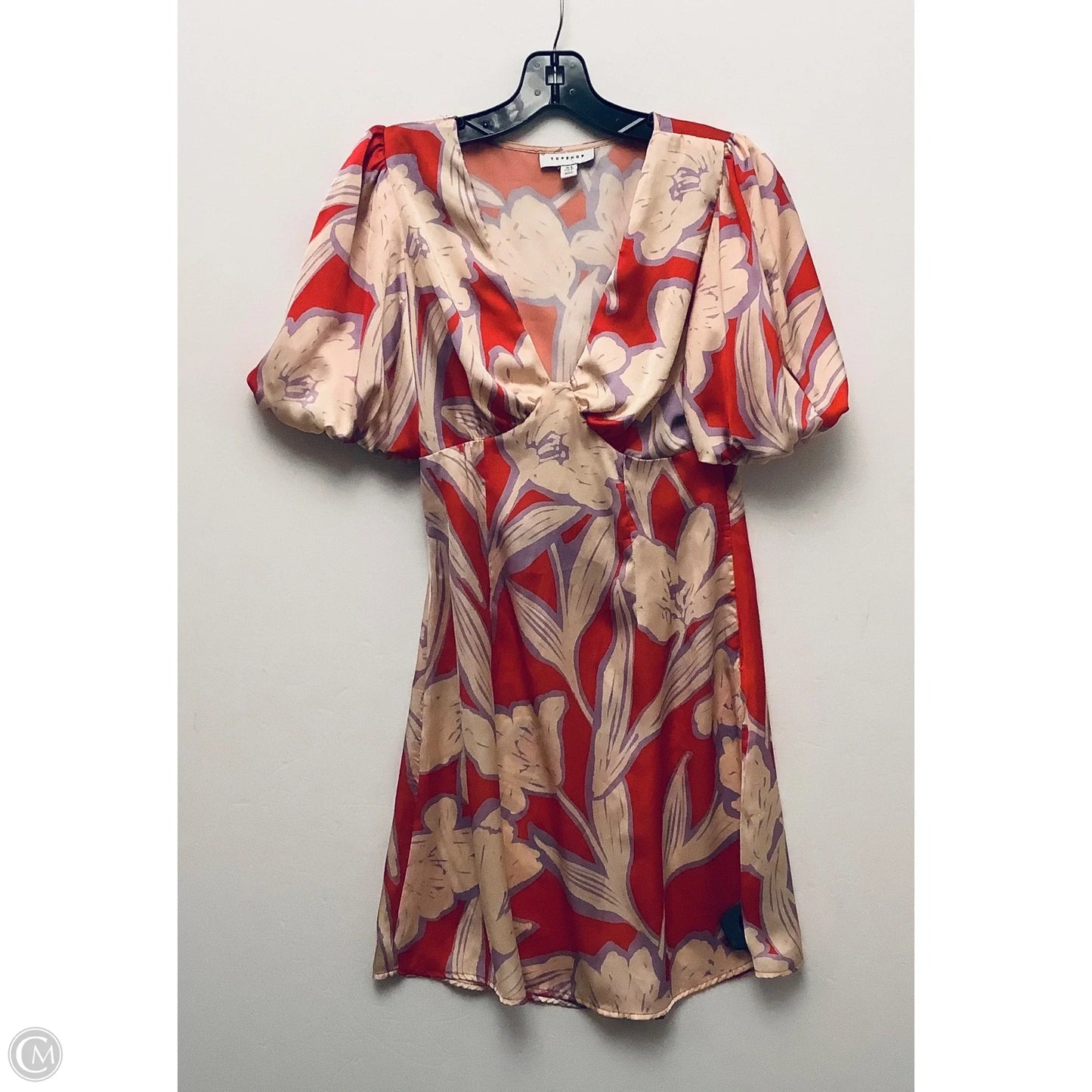 Dress Party Midi By Topshop In Red & Tan, Size: S