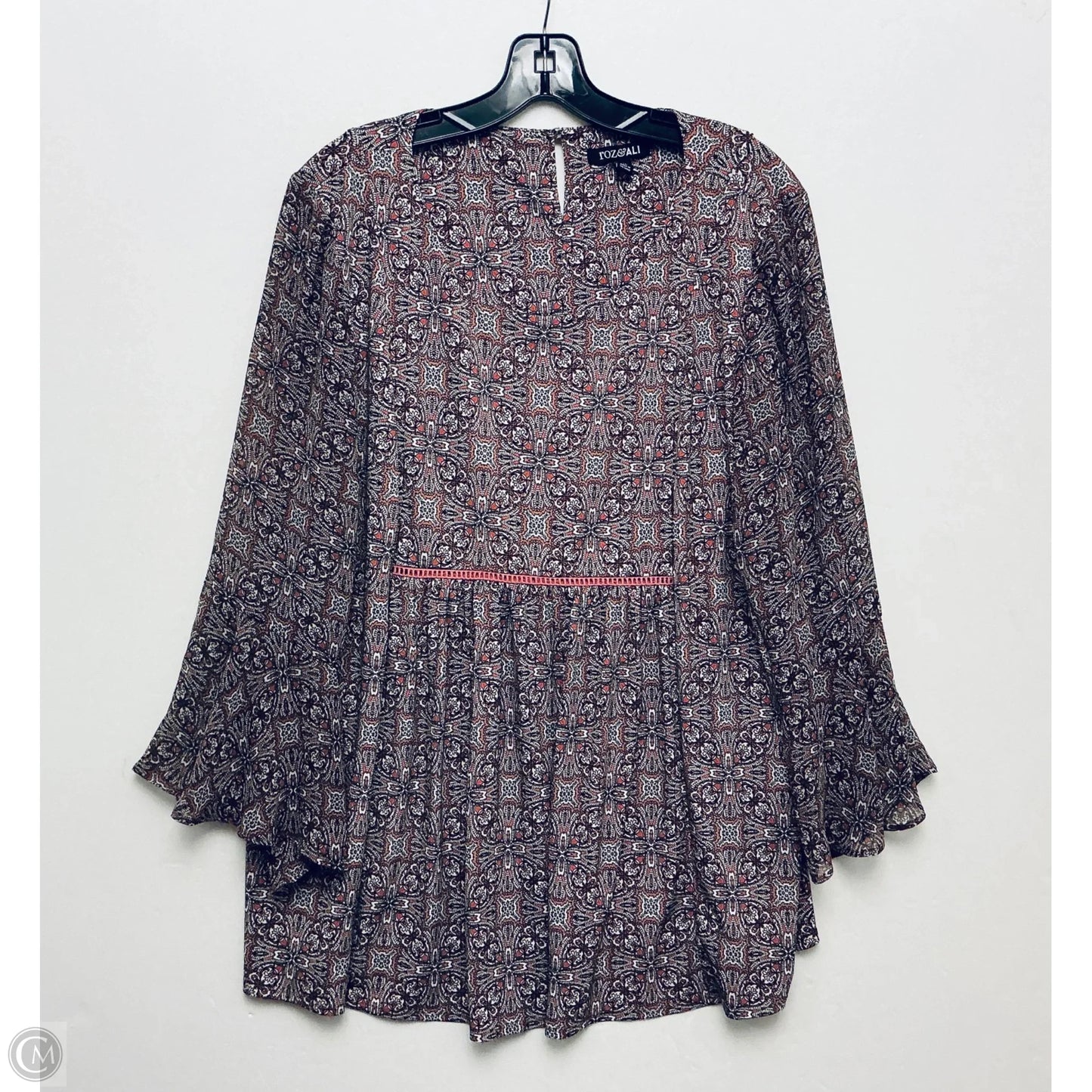 Top Long Sleeve By Roz And Ali In Red & White, Size: 1x