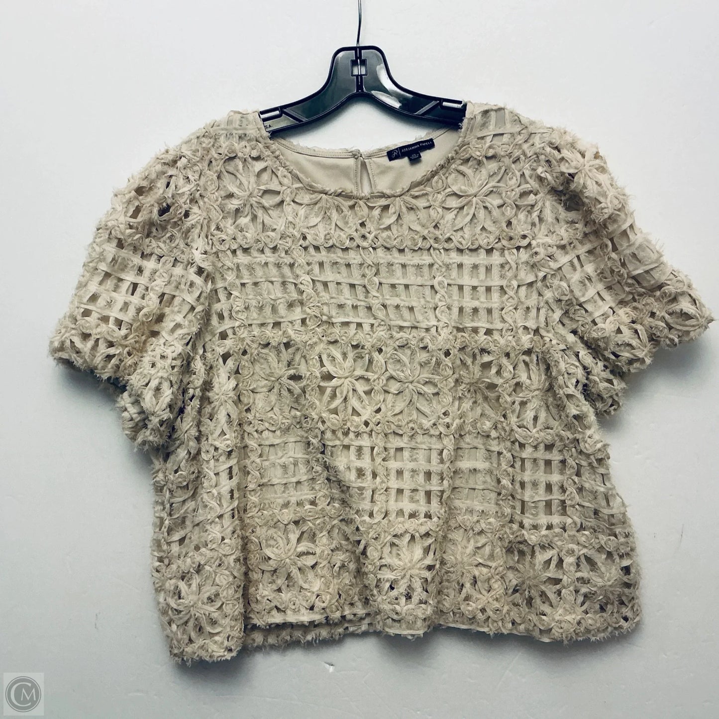 Top Short Sleeve By Adrianna Papell In Beige, Size: Xl
