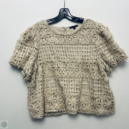 Top Short Sleeve By Adrianna Papell In Beige, Size: Xl