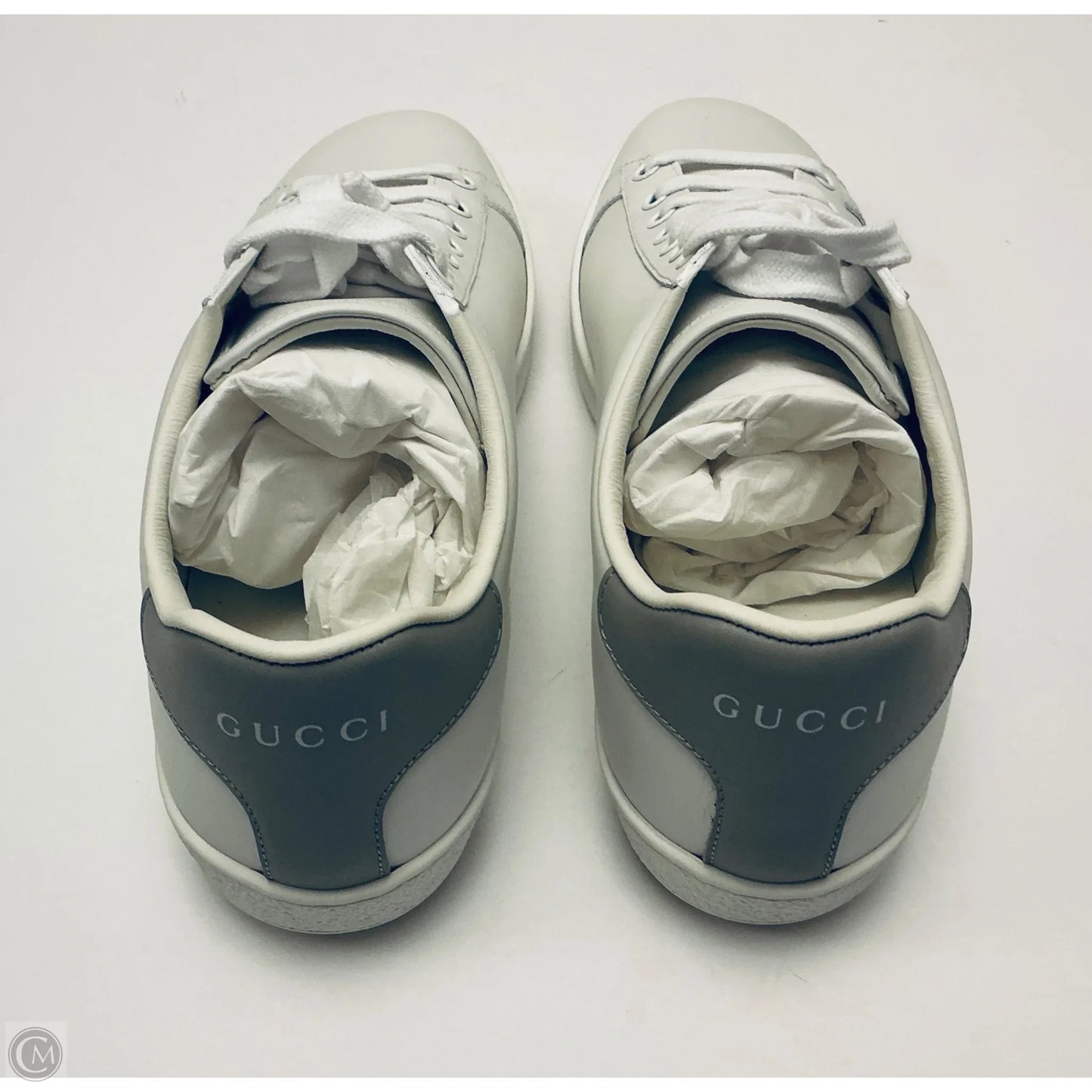Shoes Luxury Designer By Gucci In White, Size: 8.5