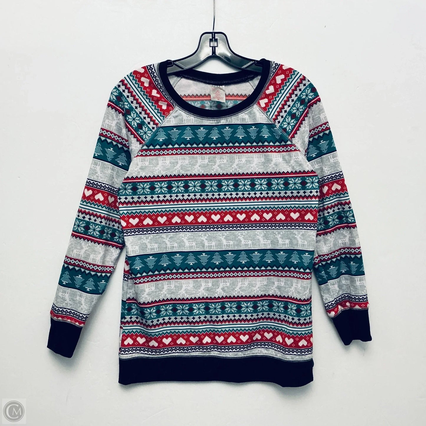 Top Long Sleeve Basic By No Boundaries In Green & Red, Size: M