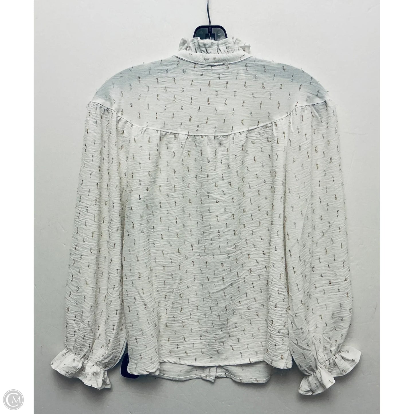 Top Long Sleeve By Adrienne Vittadini In White, Size: S