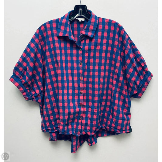Top Short Sleeve By Bibi In Checkered Pattern, Size: M