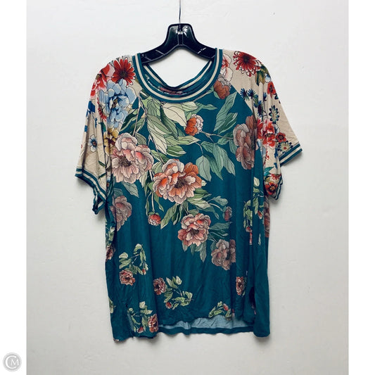 Top Short Sleeve By Johnny Was In Blue, Size: 2x
