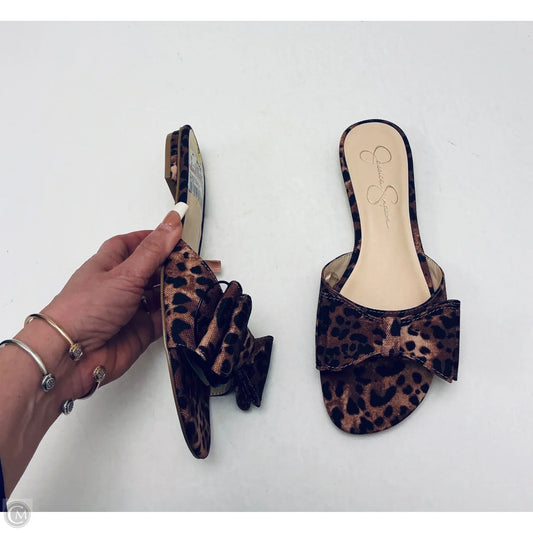 Sandals Flats By Jessica Simpson In Animal Print, Size: 9