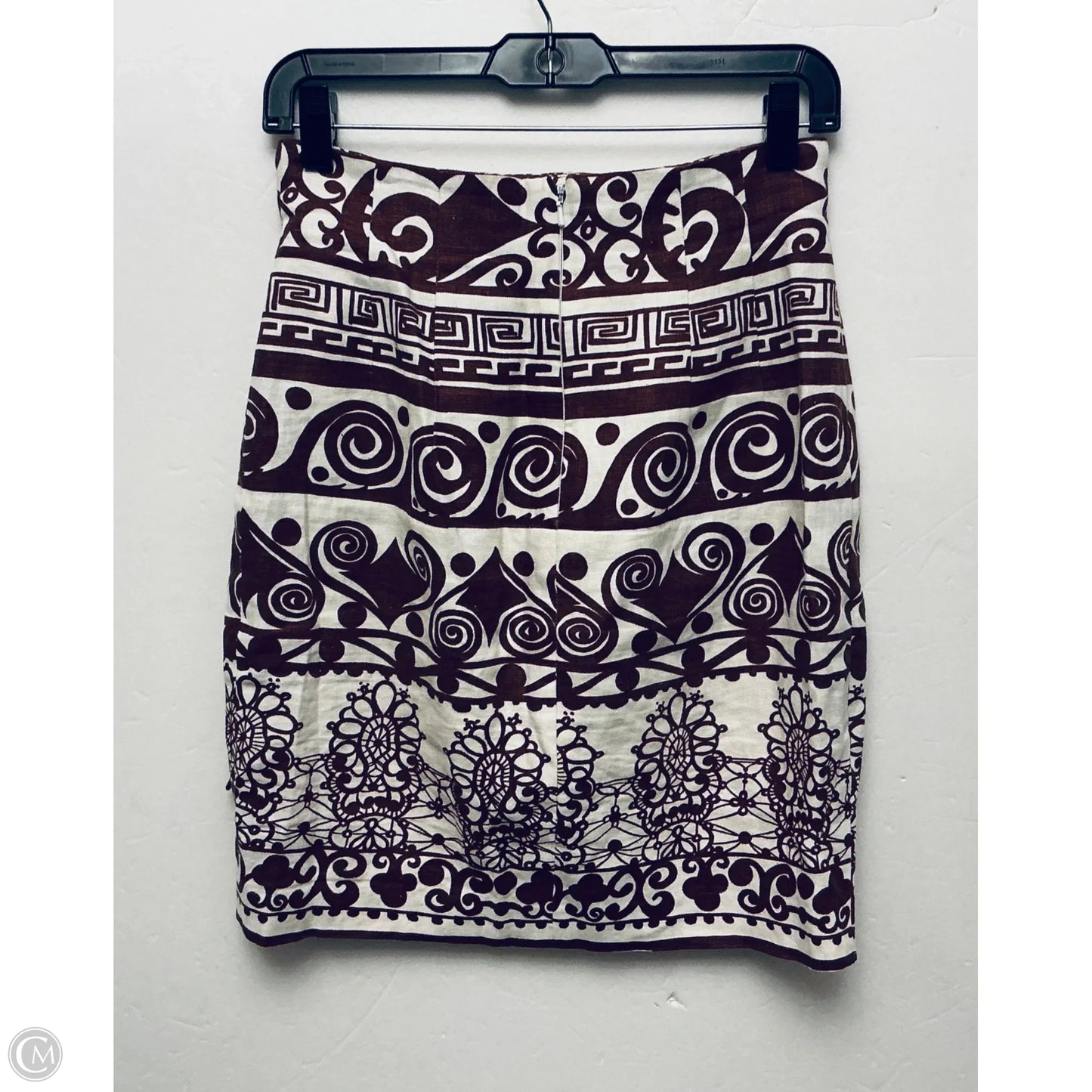 Skirt Midi By Andrea Jovine In Brown & White, Size: 4