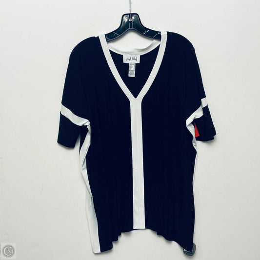 Top Short Sleeve By Joseph Ribkoff In Black & White, Size: L