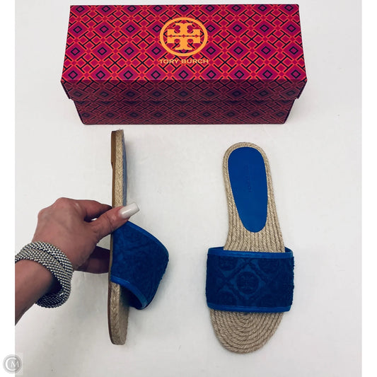 Sandals Designer By Tory Burch In Blue & Tan, Size: 10