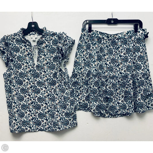 Skirt Set 2pc By J. Crew In Blue & Cream, Size: M