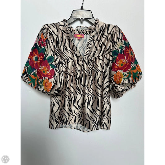 Top Short Sleeve By Thml In Animal Print, Size: L